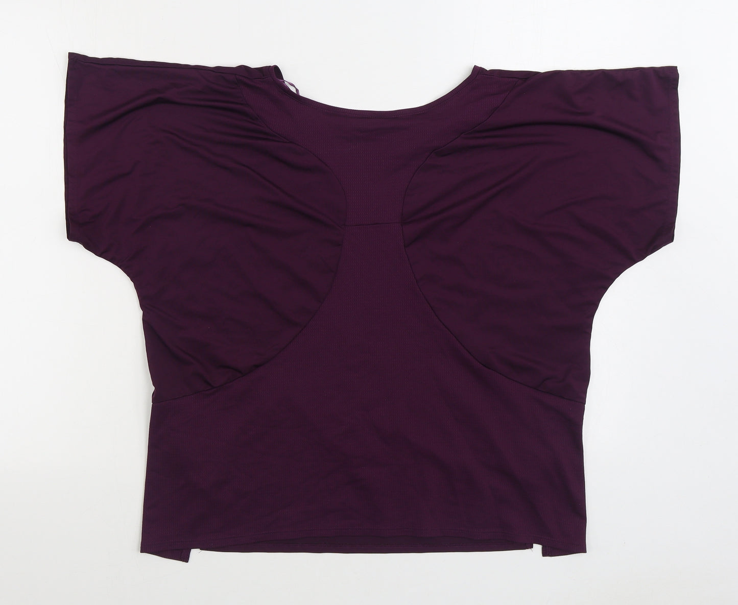 DOMYOS Womens Purple Polyester Basic T-Shirt Size L Boat Neck Pullover - More Cardio