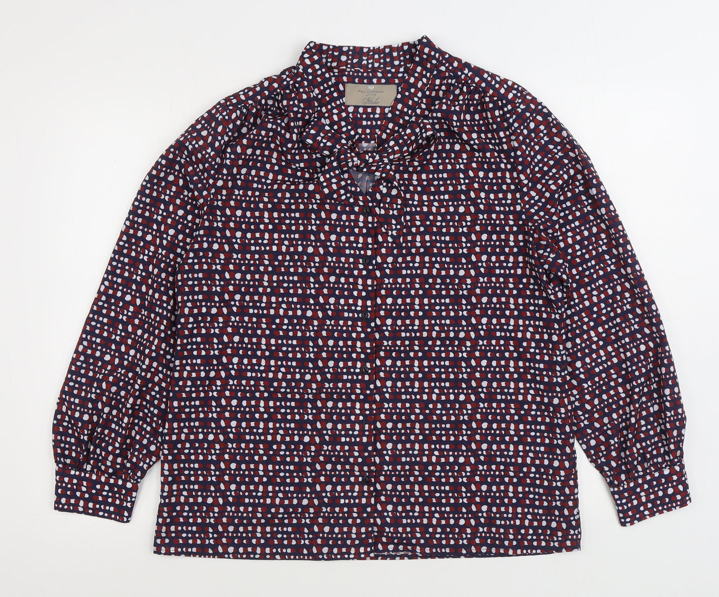 Paul Costelloe Womens Multicoloured Geometric Polyester Basic Blouse Size 14 V-Neck