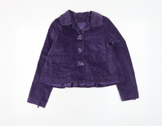 Matalan Girls Purple Overcoat Coat Size 10-11 Years Button