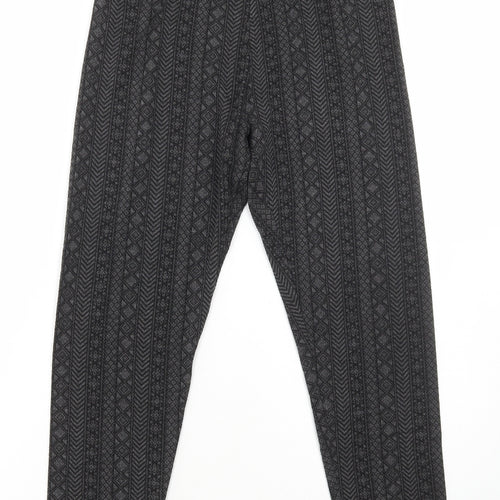 Marks and Spencer Womens Grey Geometric Polyester Capri Leggings Size 10 L26 in