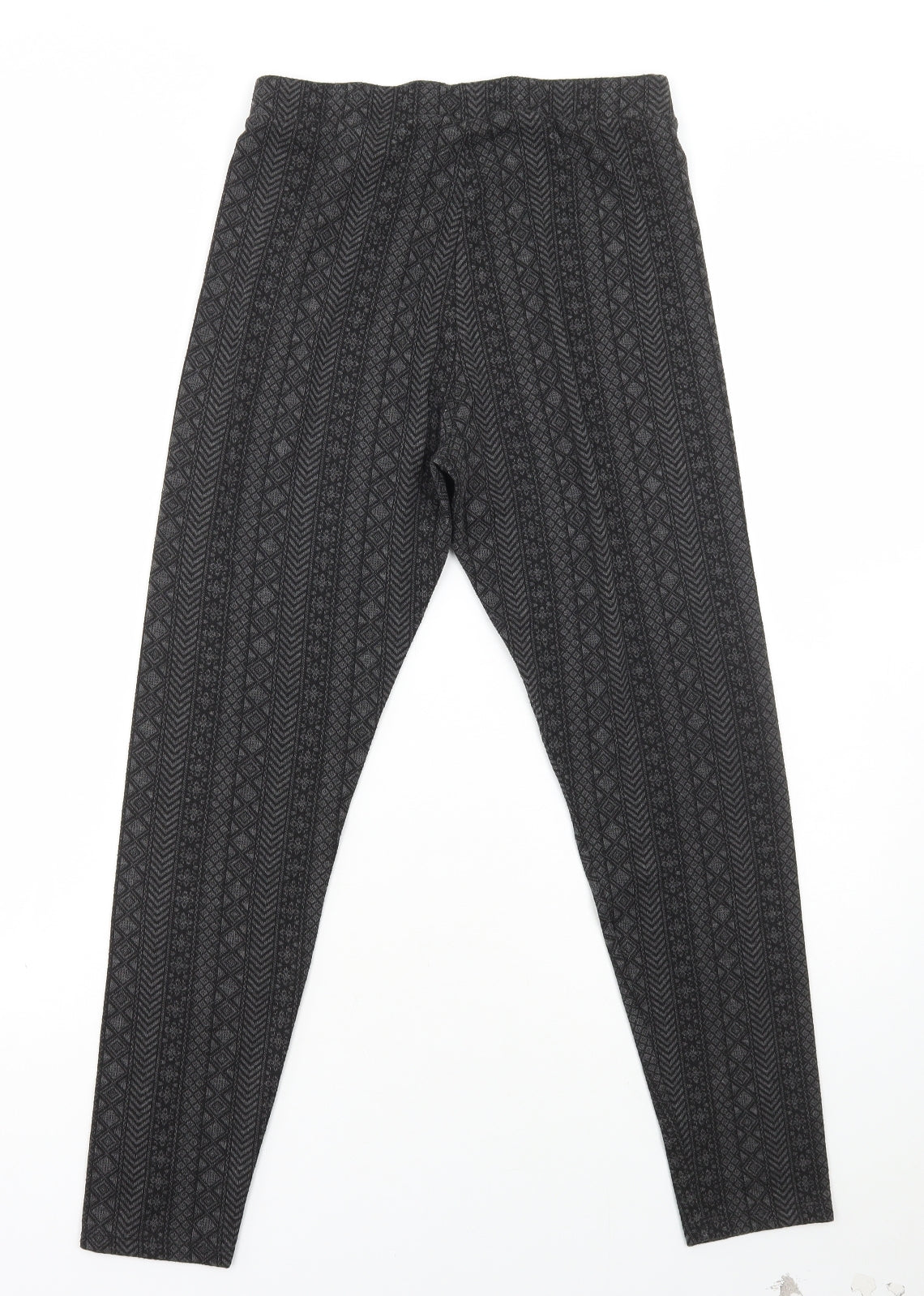 Marks and Spencer Womens Grey Geometric Polyester Capri Leggings Size 10 L26 in