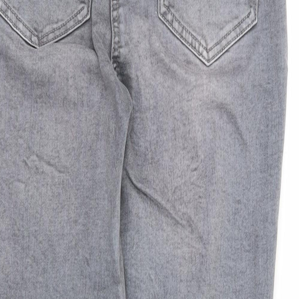 Matalan Girls Grey Cotton Skinny Jeans Size 13 Years Regular Zip - Distressed Denim