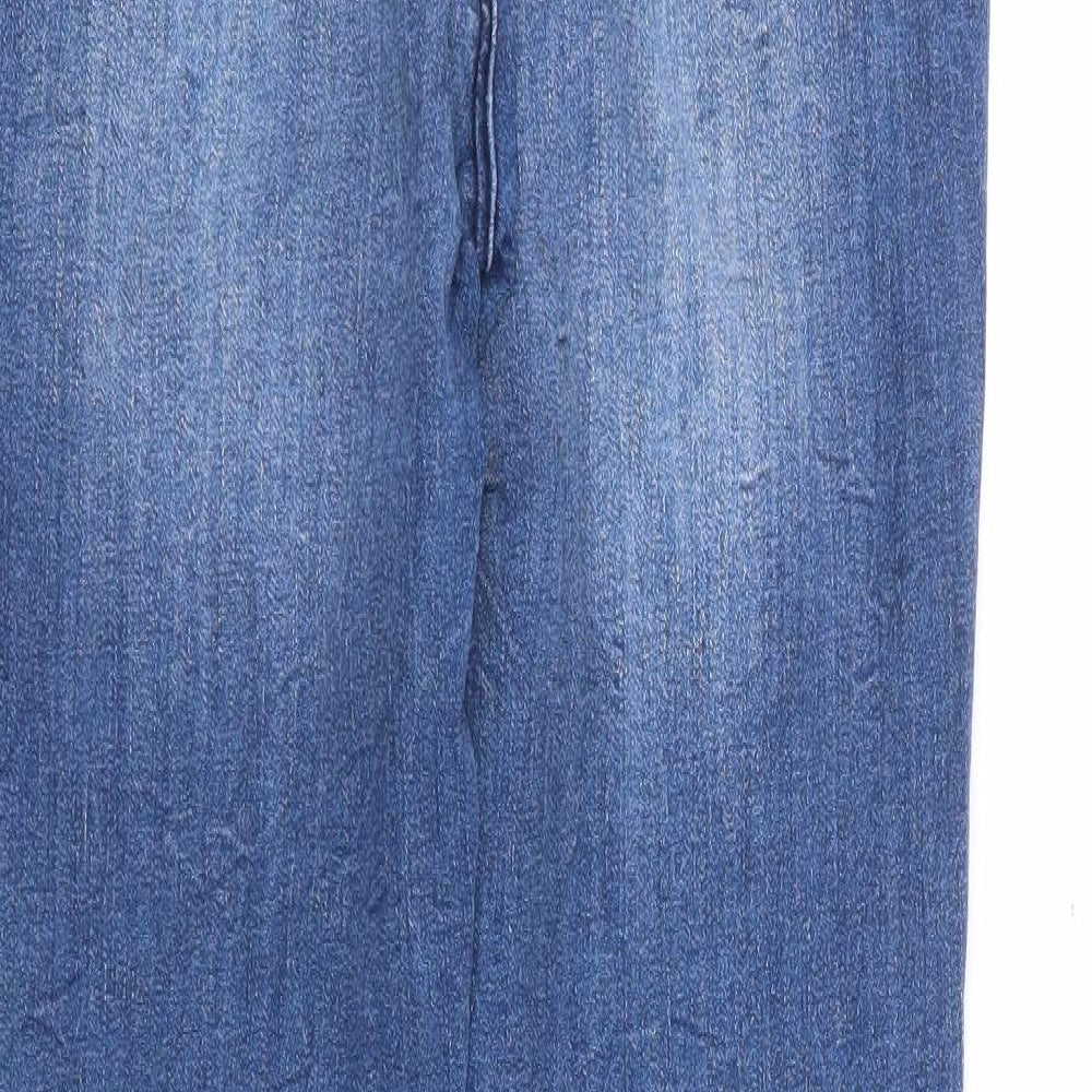 Matalan Girls Blue Cotton Skinny Jeans Size 13 Years Regular Zip - Distressed Denim