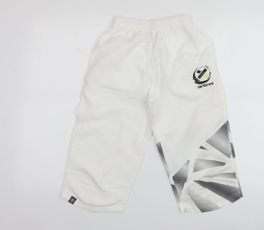 Carbrini Boys White Geometric Polyester Bermuda Shorts Size 10-11 Years Regular