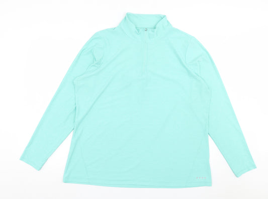 Matalan Womens Blue Polyester Basic Casual Size XL High Neck Zip