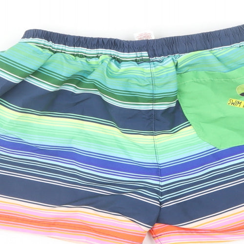 Leigh Tucker Boys Multicoloured Striped Polyester Sweat Shorts Size 6-7 Years Regular Drawstring - Swim Shorts