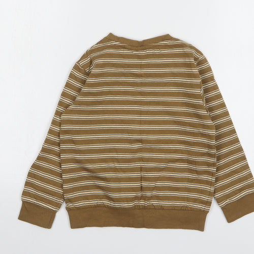 name it Boys Beige Striped Cotton Pullover Sweatshirt Size 6 Years Pullover