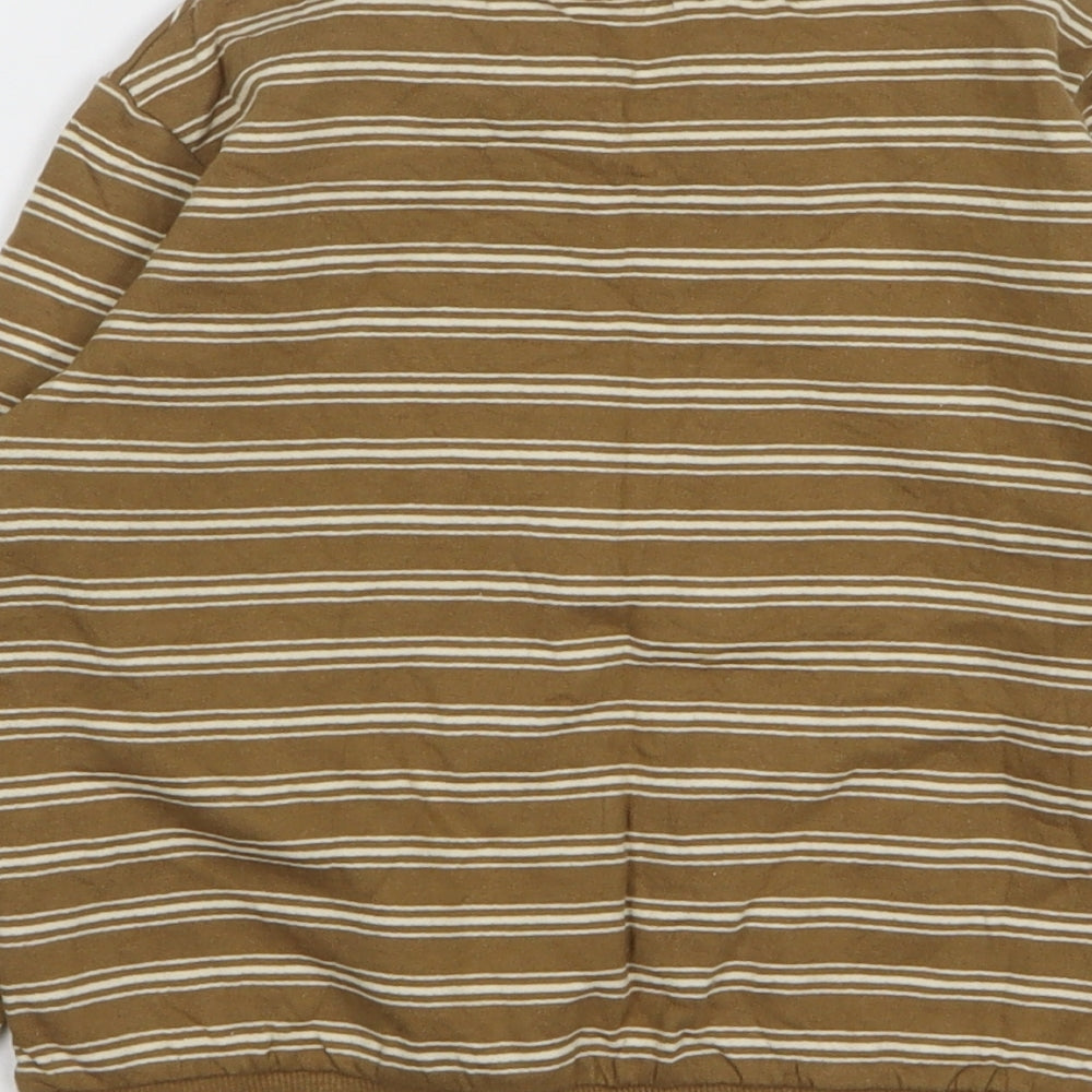 name it Boys Beige Striped Cotton Pullover Sweatshirt Size 6 Years Pullover