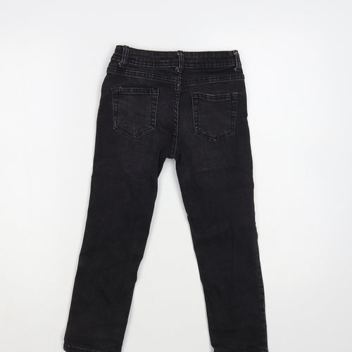 Denim & Co. Girls Black Cotton Skinny Jeans Size 6-7 Years Regular Button