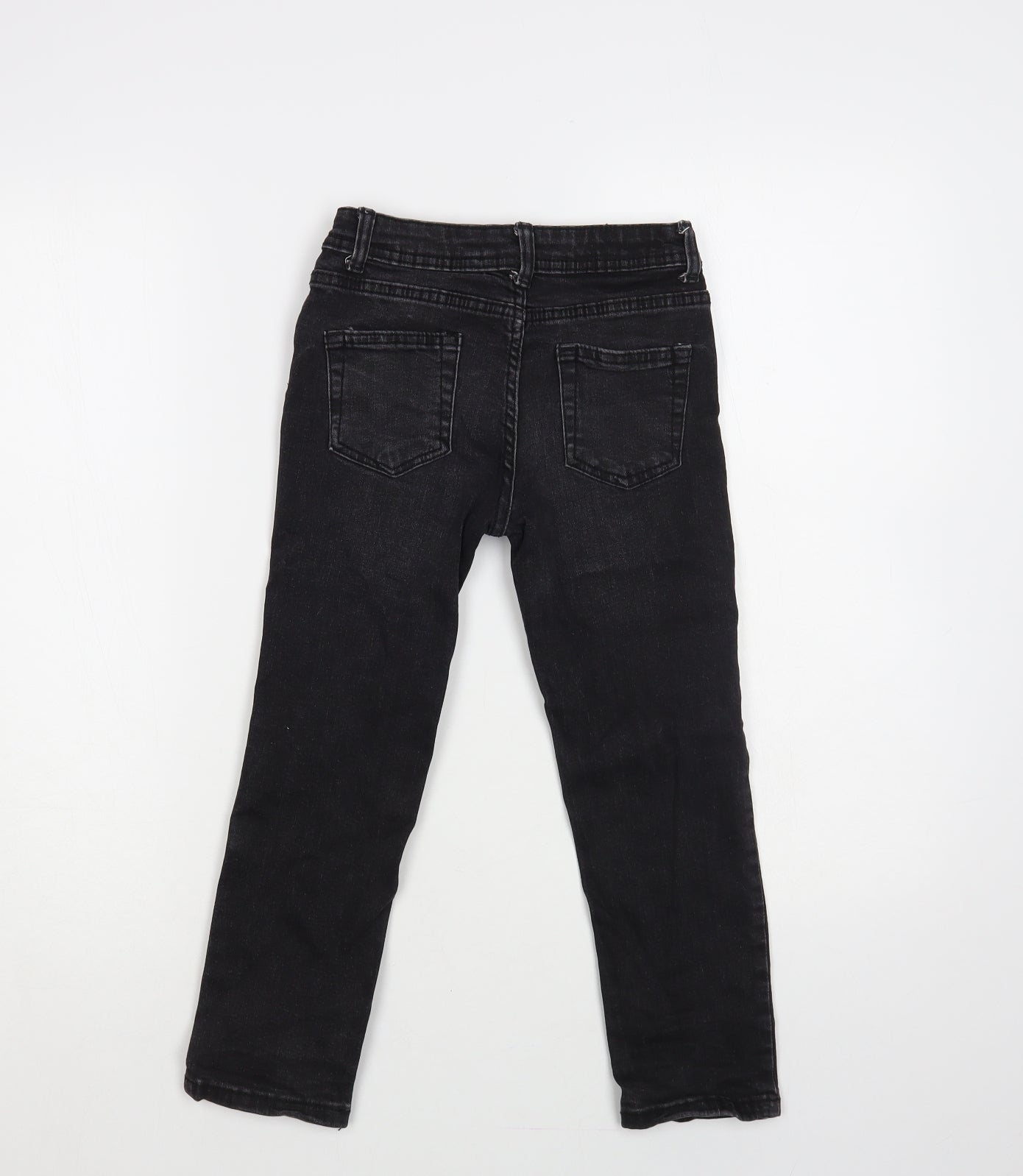 Denim & Co. Girls Black Cotton Skinny Jeans Size 6-7 Years Regular Button