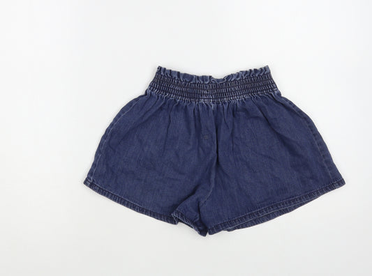 NEXT Girls Blue Cotton Paperbag Shorts Size 7 Years Regular