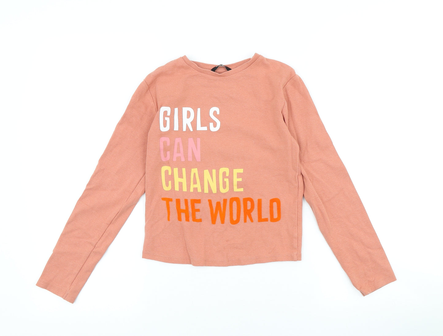George Girls Pink Cotton Pullover Sweatshirt Size 9-10 Years Pullover - Girls can change the world
