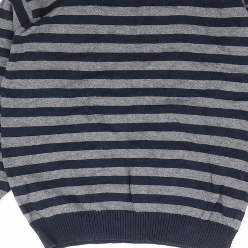 Primark Boys Blue Crew Neck Striped 100% Cotton Pullover Jumper Size 6-7 Years Pullover