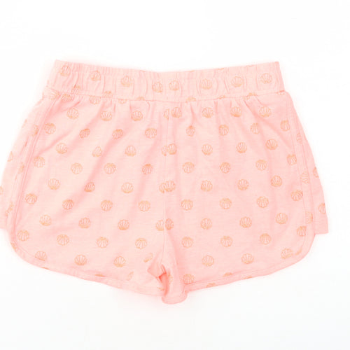 Dunnes Stores Girls Pink Geometric Cotton Sweat Shorts Size 9-10 Years Regular Drawstring - Shells