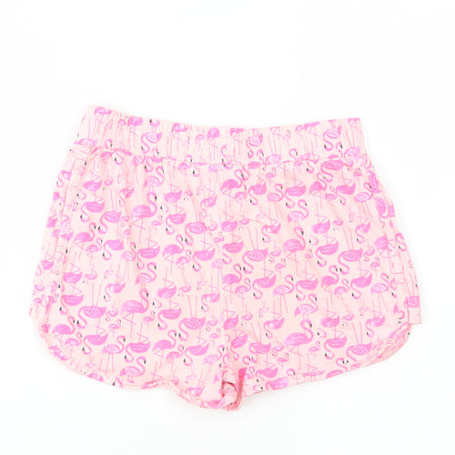 Dunnes Stores Girls Pink Cotton Sweat Shorts Size 9-10 Years Regular Drawstring - Flamingo Print