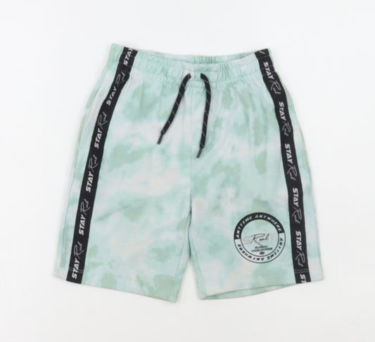 Pep & Co Boys Green Camouflage Polyester Sweat Shorts Size 6-7 Years Regular Drawstring - Tie Dye