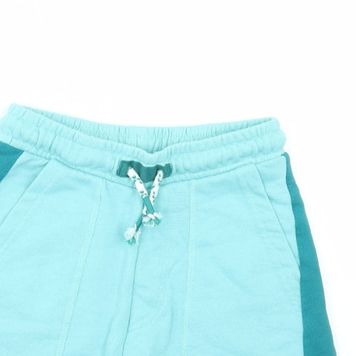 Leigh Tucker Boys Blue Colourblock Cotton Sweat Shorts Size 7-8 Years Regular Drawstring