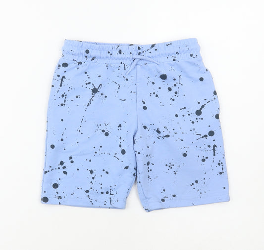 Dunnes Stores Boys Blue Geometric Cotton Sweat Shorts Size 7-8 Years Regular Tie - Paint Splatter