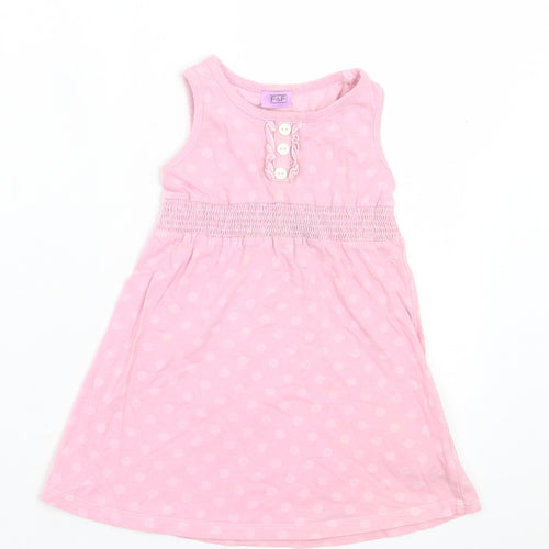 F&F Girls Pink Polka Dot Cotton A-Line Size 2-3 Years Crew Neck Pullover