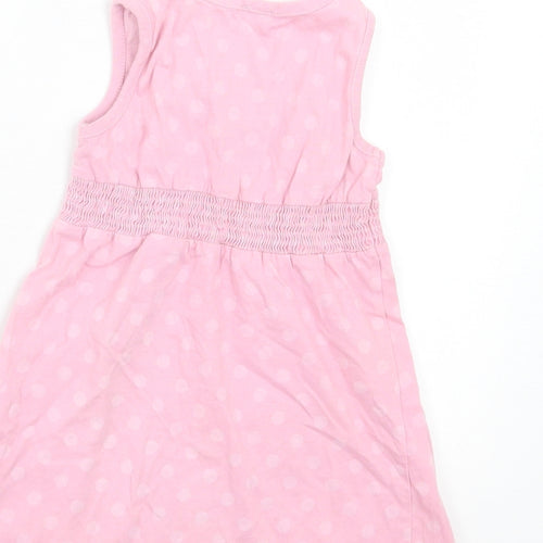 F&F Girls Pink Polka Dot Cotton A-Line Size 2-3 Years Crew Neck Pullover