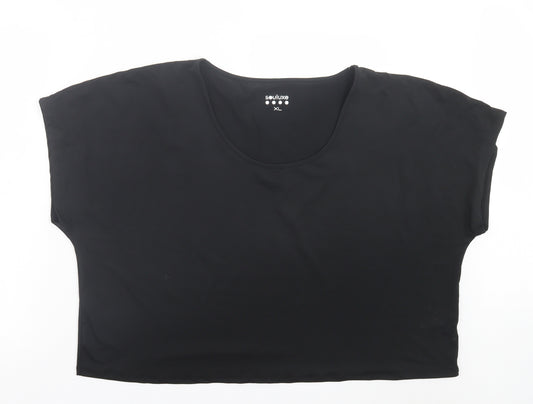 Matalan Womens Black Polyester Cropped T-Shirt Size XL Crew Neck Pullover - Compression