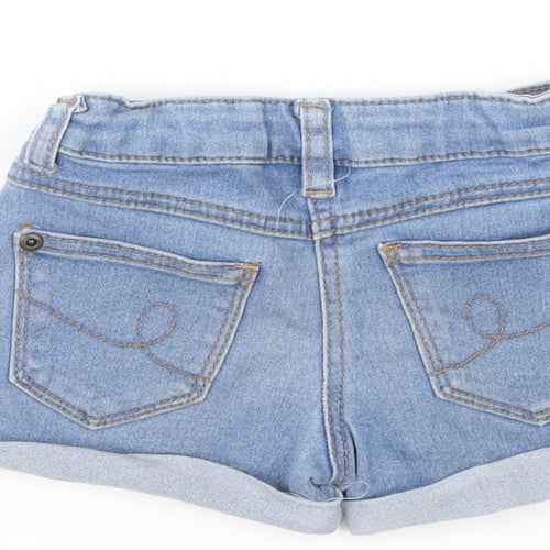 Denim & Co. Girls Blue Cotton Hot Pants Shorts Size 2-3 Years Regular Snap