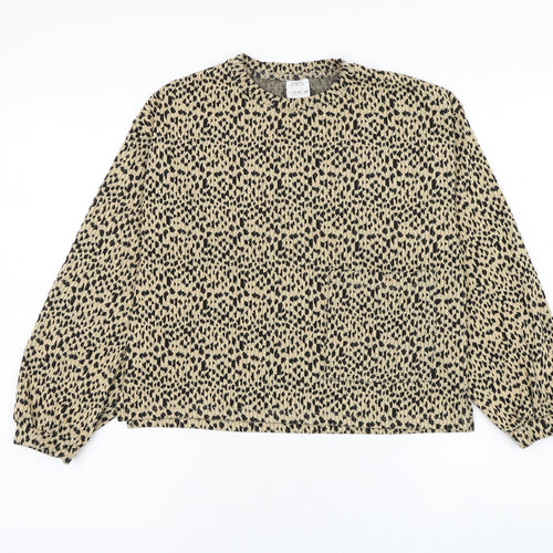 Zara Girls Brown Round Neck Animal Print Polyester Pullover Jumper Size 11-12 Years Pullover