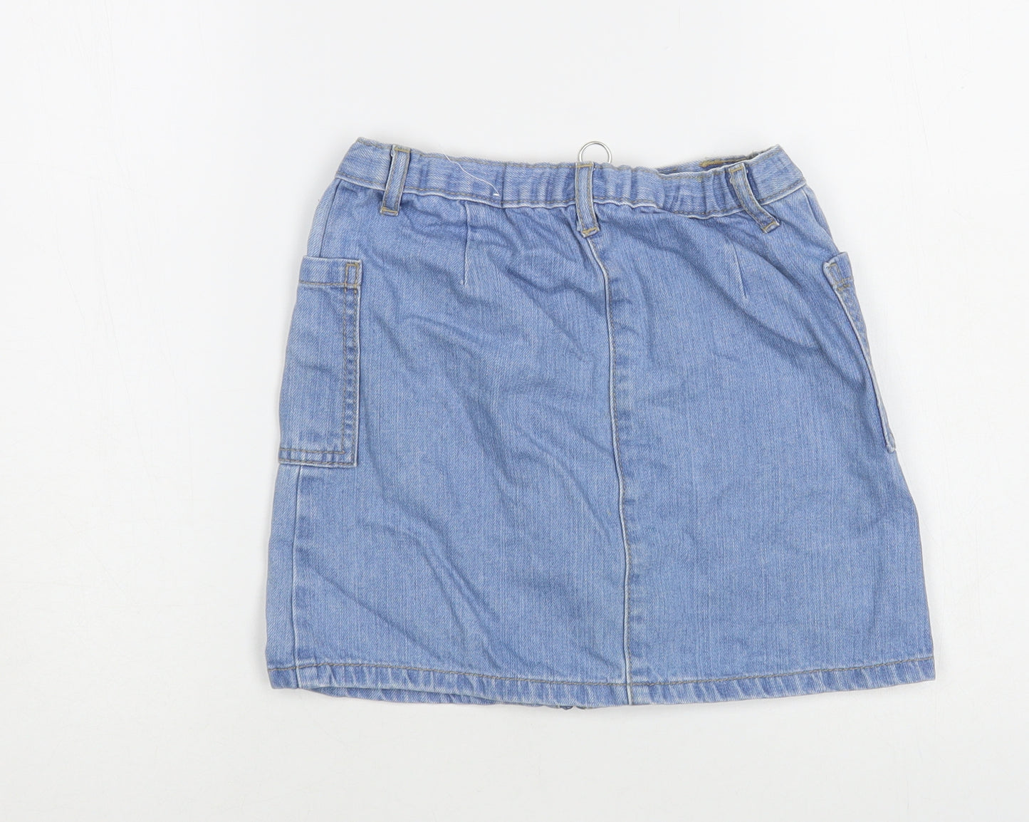 Place Girls Blue Cotton Mini Skirt Size 8 Years Regular Zip