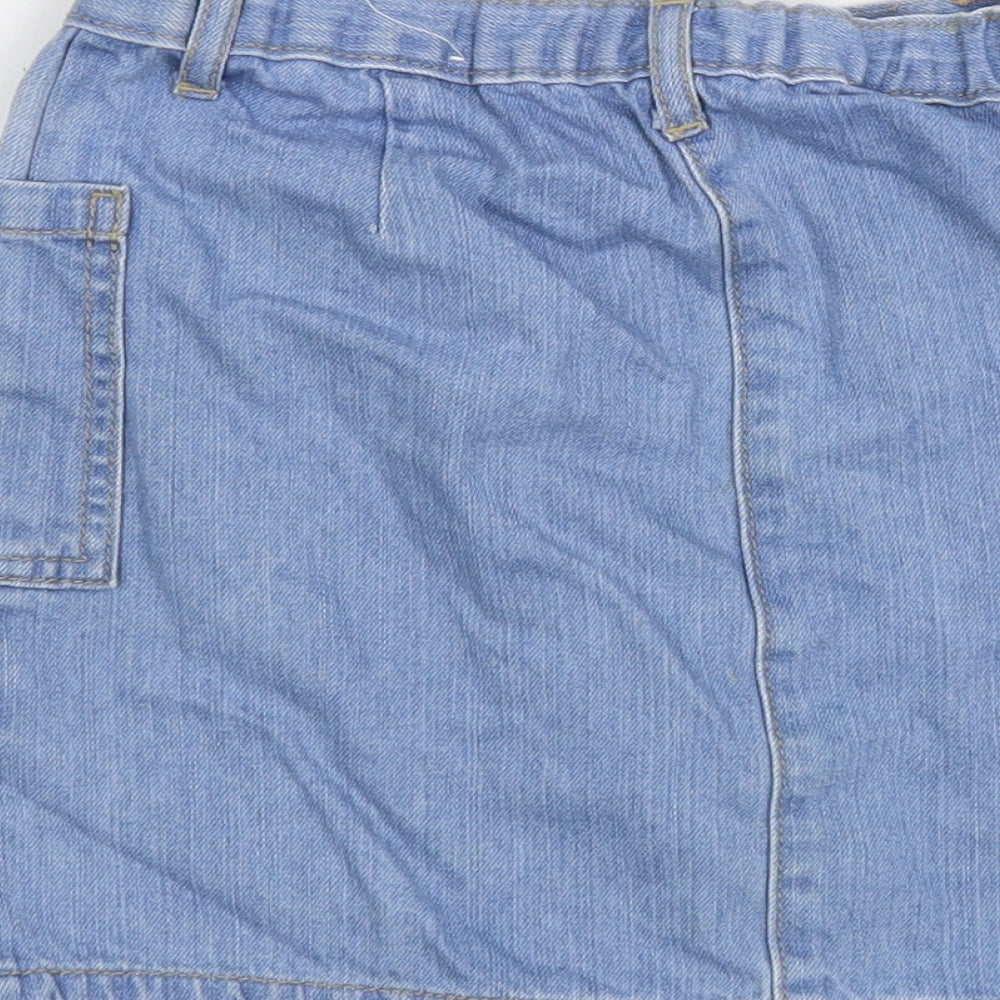 Place Girls Blue Cotton Mini Skirt Size 8 Years Regular Zip