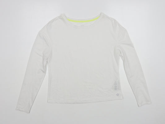 Marks and Spencer Womens White Polyurethane Basic T-Shirt Size 8 Boat Neck Pullover