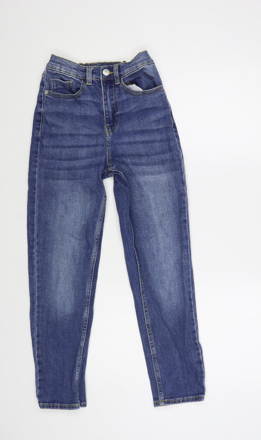 George Girls Blue Cotton Straight Jeans Size 9-10 Years Regular Button