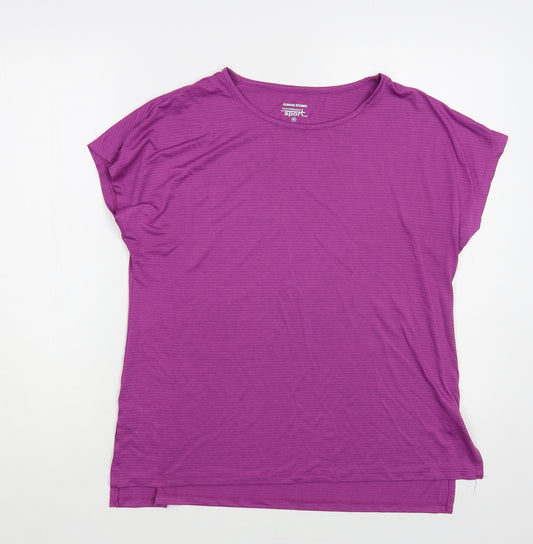 Dunnes Stores Womens Purple Polyester Basic T-Shirt Size M Round Neck Pullover