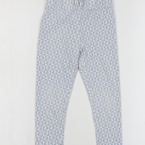 Primark Girls Blue Floral Cotton Sweatpants Trousers Size 5-6 Years Regular Drawstring - Leggings