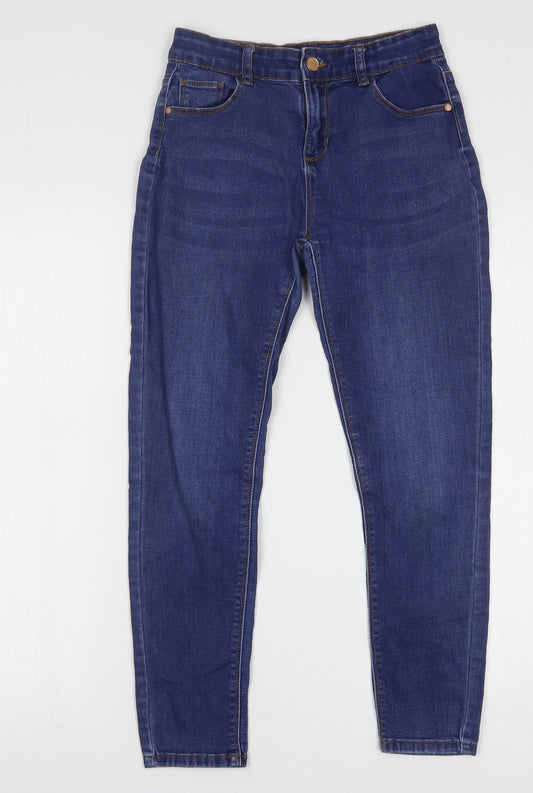 Denim & Co. Girls Blue Cotton Skinny Jeans Size 11-12 Years Regular Button
