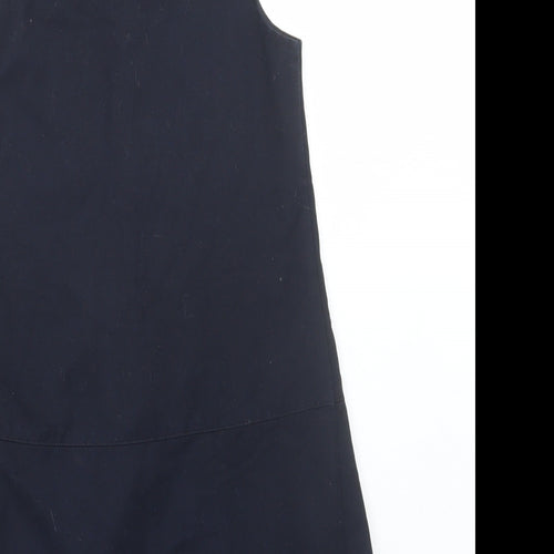 George Girls Blue Polyester Pinafore/Dungaree Dress Size 5-6 Years Round Neck Zip - School Wear
