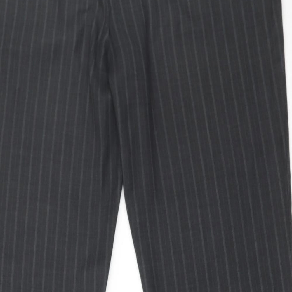 George Mens Black Striped Polyester Trousers Size 38 in L31 in Regular Zip