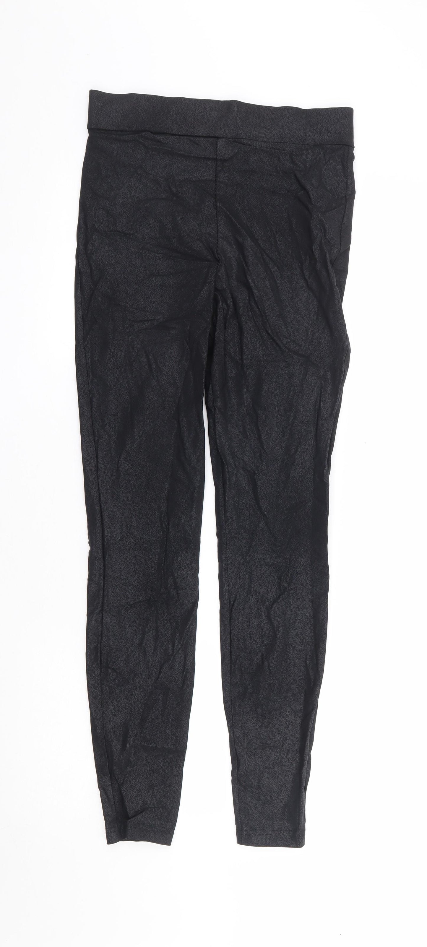 Papaya Womens Black Viscose Capri Leggings Size 10 L29 in - Textured
