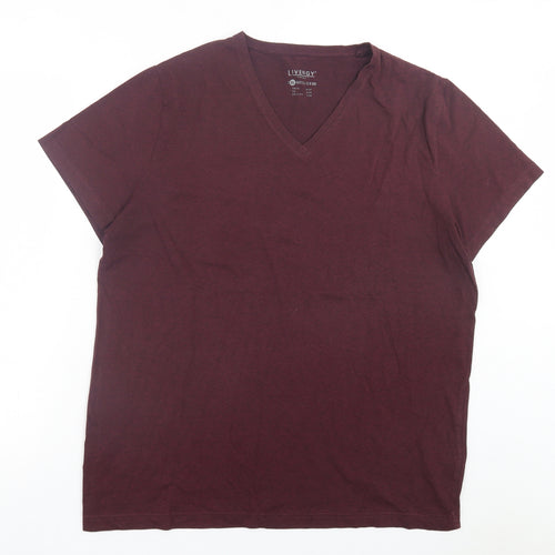 Livergy Mens Red Cotton T-Shirt Size XL V-Neck