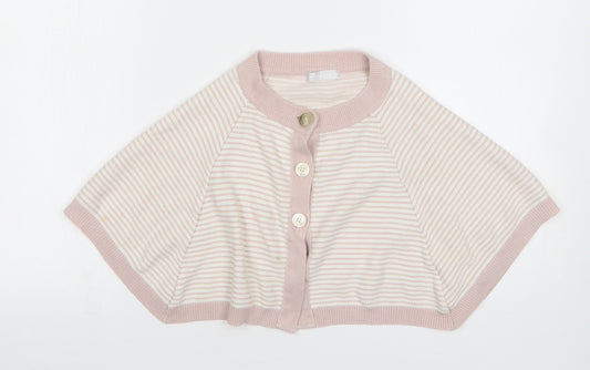 Richesse Girls Pink Round Neck Striped Acrylic Cape Jumper Size 2 Years Button