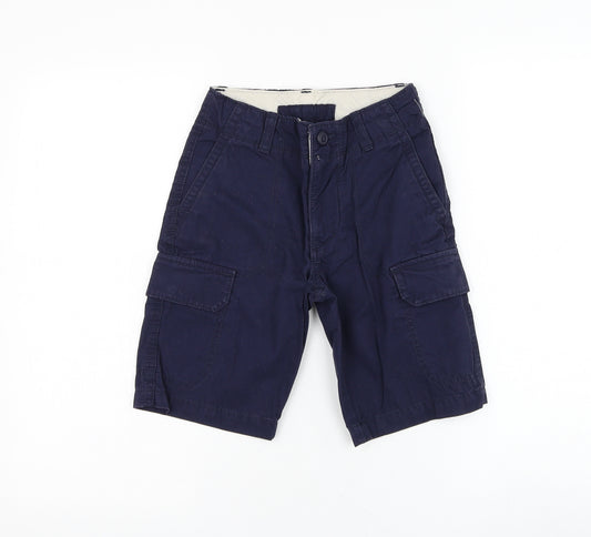 Gap Boys Blue Cotton Cargo Shorts Size 7 Years Regular Zip