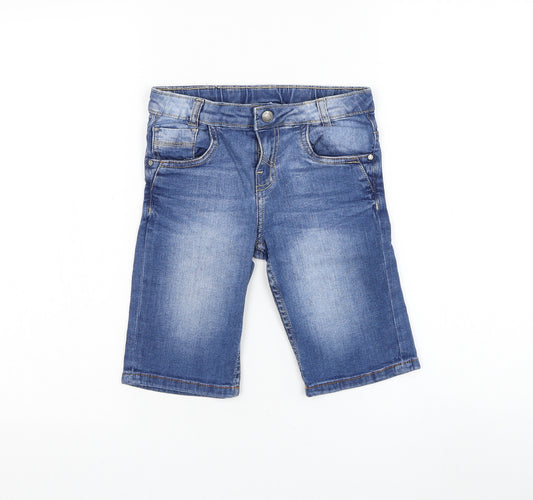 Losan Boys Blue Cotton Bermuda Shorts Size 7 Years Regular Zip