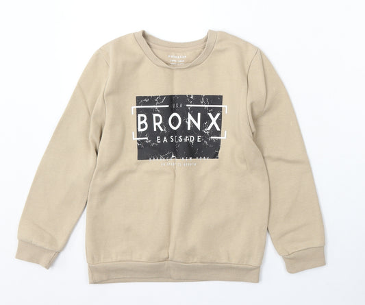 Primark Boys Beige Cotton Pullover Sweatshirt Size 7-8 Years - Bronx New York