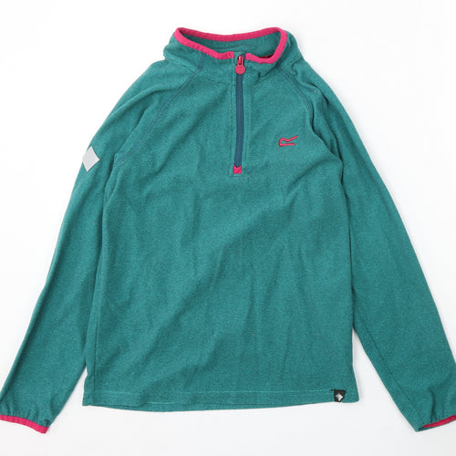 Regatta Girls Green Polyester Pullover Sweatshirt Size 13 Years Zip