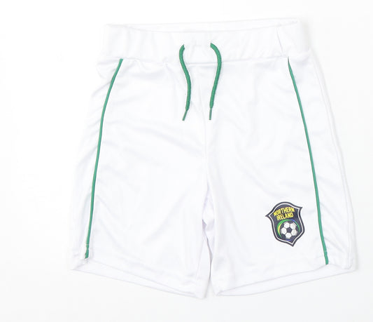 Dunnes Stores Boys White Polyester Sweat Shorts Size 7-8 Years Regular Tie - Irish Football