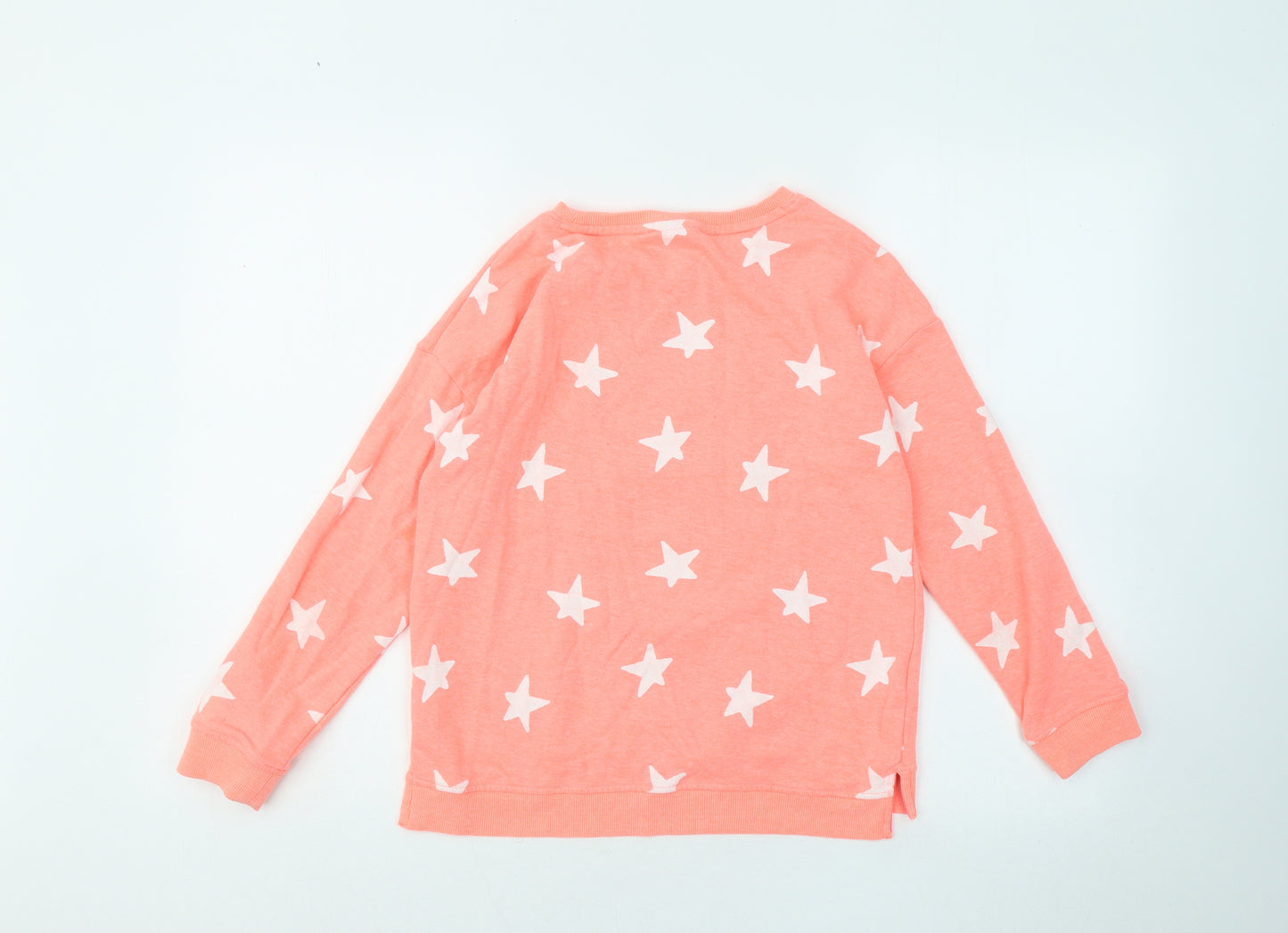 NEXT Girls Orange Geometric Cotton Pullover Sweatshirt Size 11 Years - Stars Disney Daffy Duck