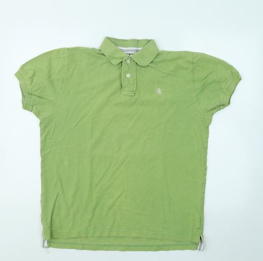 Cotton On Mens Green Cotton Polo Size L Collared Button