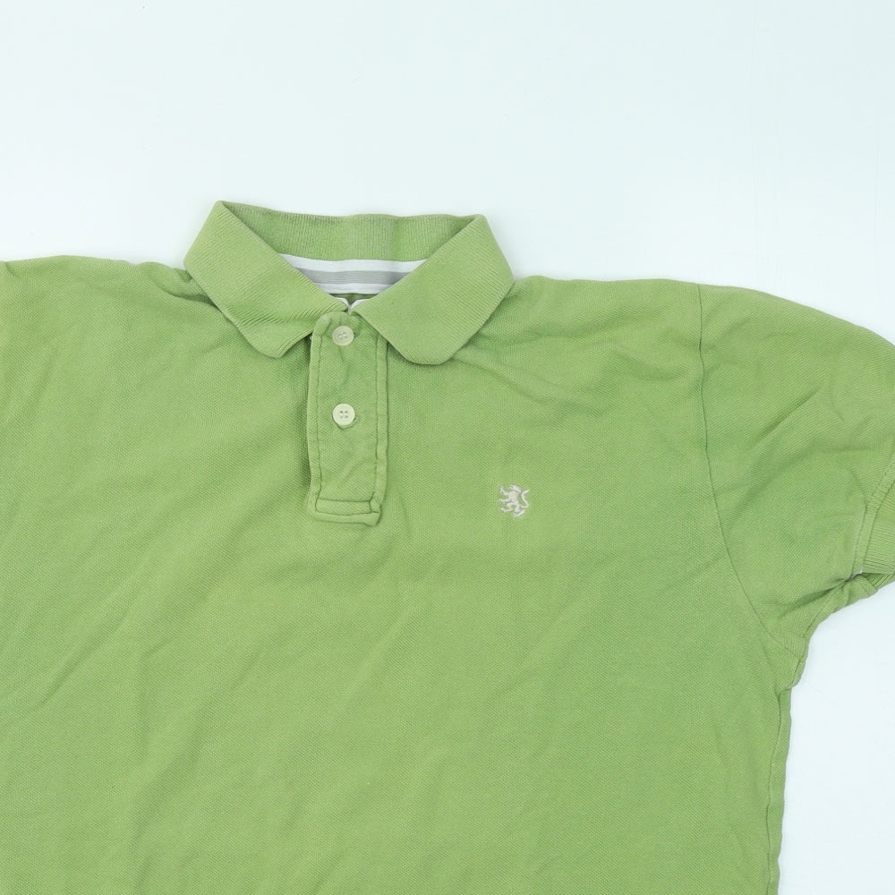 Cotton On Mens Green Cotton Polo Size L Collared Button