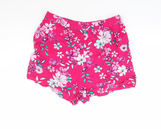George Girls Pink Floral Viscose Hot Pants Shorts Size 12-13 Years Regular