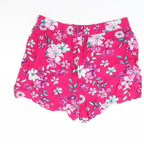 George Girls Pink Floral Viscose Hot Pants Shorts Size 12-13 Years Regular