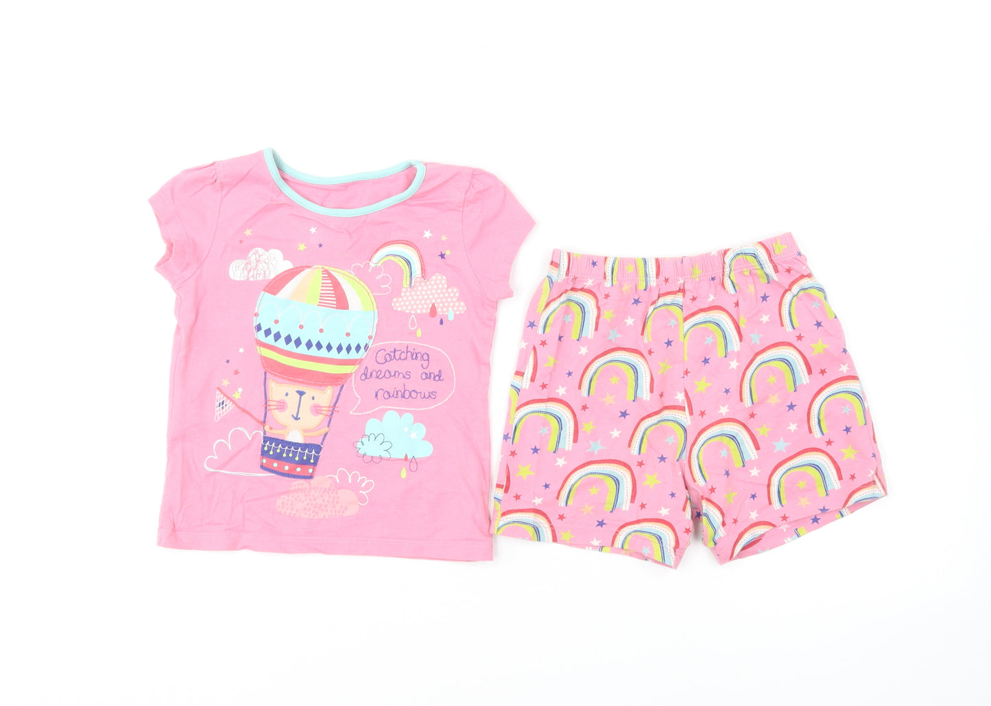 George Girls Pink Geometric Cotton Set Pyjama Set Size 12-18 Months Pullover - Catching Dreams and Rainbows.